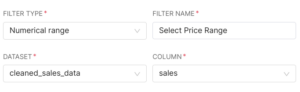 Numerical range filter settings