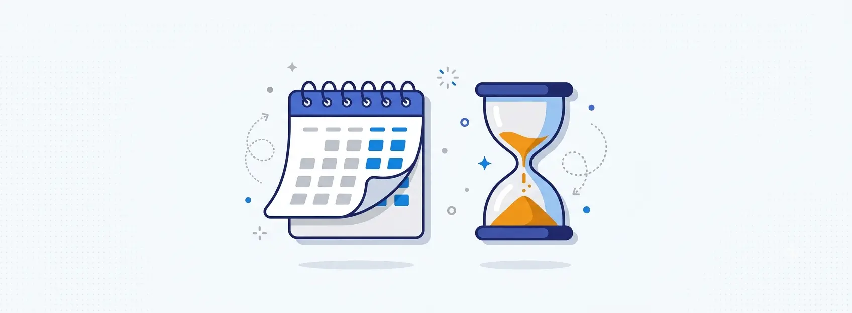 Illustration of a calendar and hourglass representing the SAP maintenance deadline